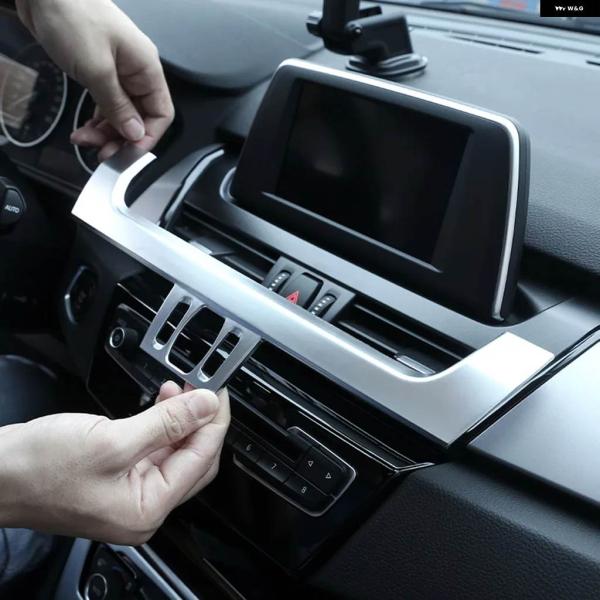 並行輸入品 ABS シルバー BMW 2シリーズ グランツアラー F45 F46 218I 2014-2018 カーナビゲーション ディスプレイ パネル トリ