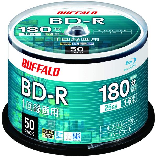バッファロー ブルーレイディスク BD-R 1回録画用 25GB 50枚 スピンドル 片面1層 1-6倍速 デ