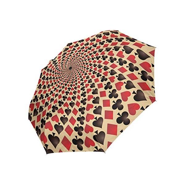Samau 折りたたみ傘 トランプ柄 完全送料無料 チェック柄 自動開閉 軽量 レディース Uvカット 晴雨兼用 丈夫 おしゃれ グラスファイバー 梅雨対策