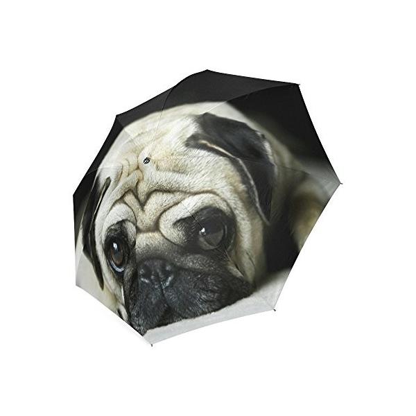 即出荷 クリスマス 感謝祭ギフト面白いパグ犬コンパクト旅行防風防雨傘