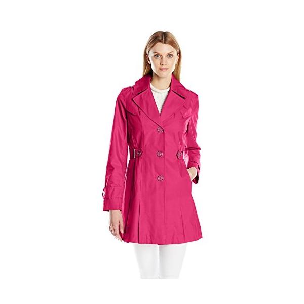 Via 訳ありセール 格安 Spigaレディースシングルブレストプリーツトレンチコート ピンク カラー