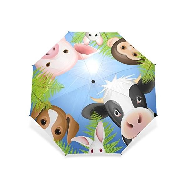 Usaki ユサキ かわいい 動物 面白い アニメ 漫画 公式ストア ブタ 豚 ぶた 日傘 晴雨兼用 3段 牛柄 耐風 雨傘 犬 サル ウサギ 折りたたみ傘