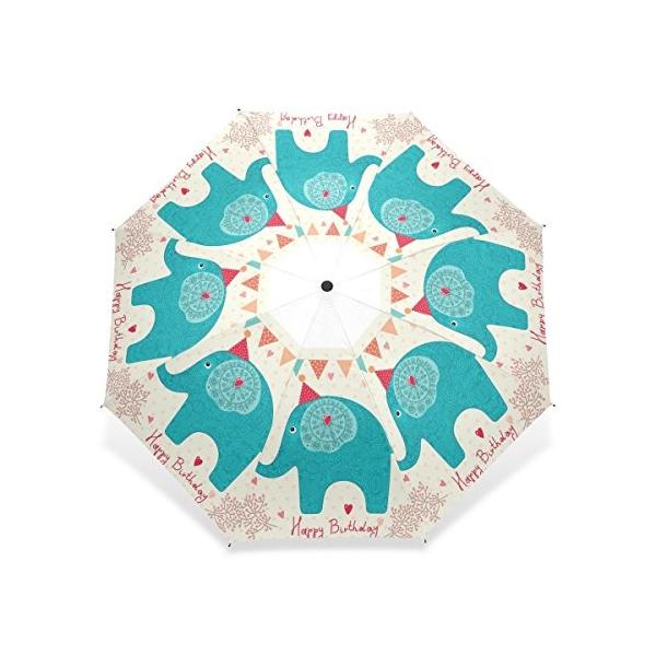 Usaki ユサキ かわいい 面白い 動物 アニメ カラフル 象 エレファント ぞう 折りたたみ傘 3段 晴雨兼用