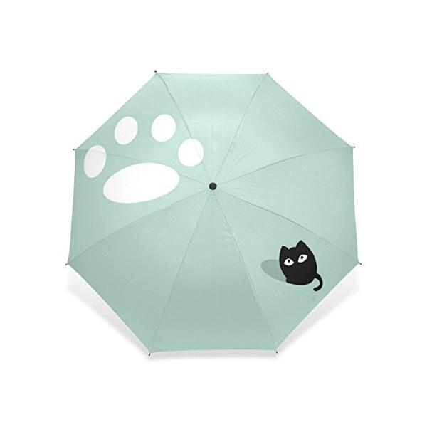 Usaki ユサキ 猫の日 かわいい 面白い アニメ 漫画 黒猫 青い プレゼント ブルー 折りたたみ傘 キャット ブラックキャット ネコ 猫柄 3段
