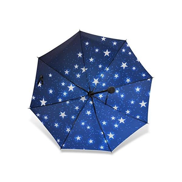 Usaki ユサキ 人気ブレゼント おしゃれ ぴかぴか 星 星雲 星空柄 宇宙柄 耐風 日傘 晴雨兼用 携帯用 手動開閉 3段 ブルー 折りたたみ傘 雨傘