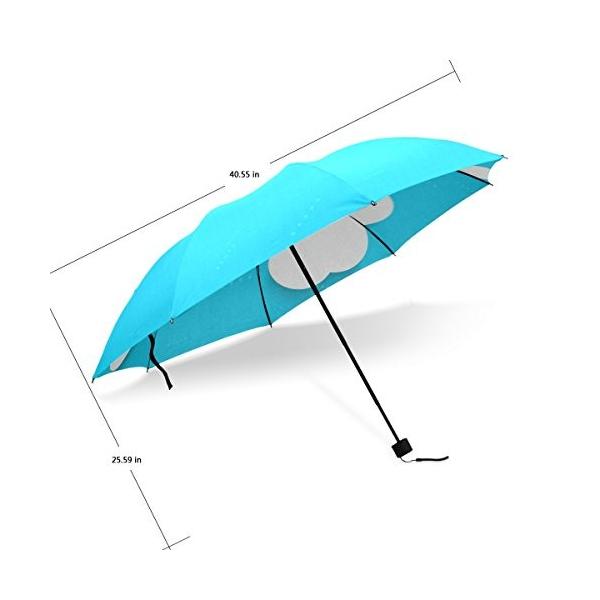 Usaki ユサキ かわいい 面白い 絵画 雨天 水滴 雨粒 デザイン 手動開閉 雨傘 3段 日傘 晴雨兼用 登場大人気アイテム ブルー 折りたたみ傘 携帯用 耐風