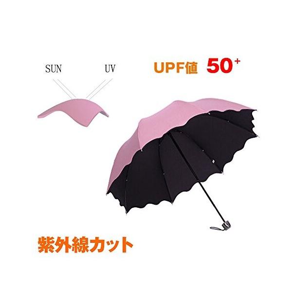 Otrue 日傘 晴雨兼用 安い 激安 プチプラ 高品質 完全遮光 レディース 折りたたみ傘 濡れると花咲く Uvカット