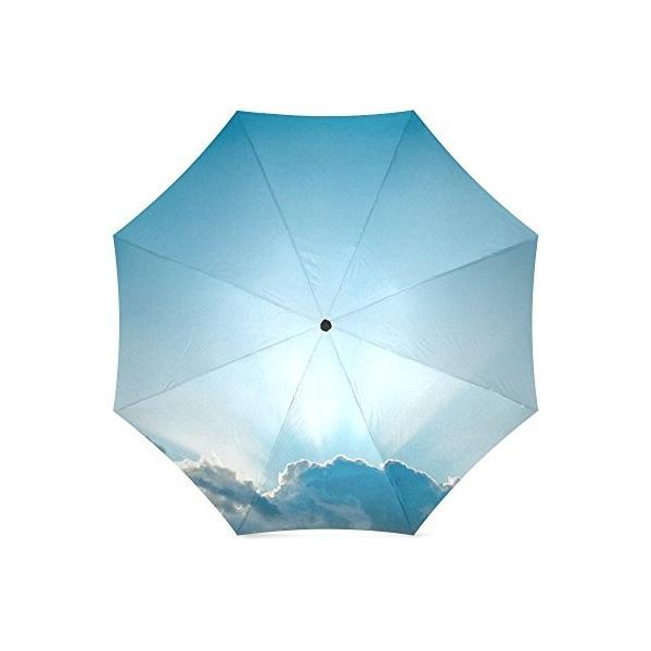 おしゃれ 折りたたみ傘 3段 折畳み 晴雨兼用 かわいい 青空と薄明光線 かさ 三つ折り畳み 携帯用 子供 商品追加値下げ在庫復活 手動開閉 レディース
