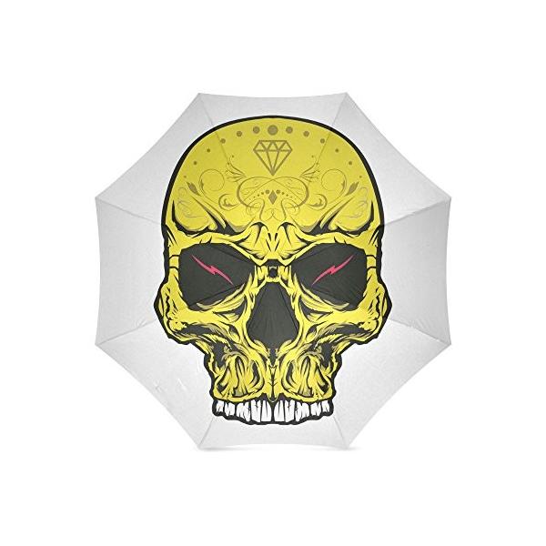 折りたたみ傘 折畳み 晴雨兼用 面白い かわいい スカル レッド 髑 どくろ 手動開閉 三つ折り畳み