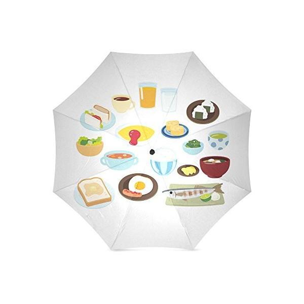 おしゃれ 折りたたみ傘 3段 折畳み 晴雨兼用 かわいい 朝食の食品 手動開閉 携帯用