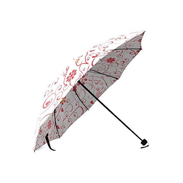 折りたたみ傘 折畳み 晴雨兼用 面白い かわいい 赤白 手動開閉 三つ折り畳み かさ折りたたみ傘 ハート 曲線 即日出荷