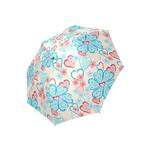 おしゃれ 折りたたみ傘 3段 折畳み 購買 晴雨兼用 かわいい ハートフラワー 子供 手動開閉 レディース かさおしゃれ 三つ折り畳み 携帯用 赤青