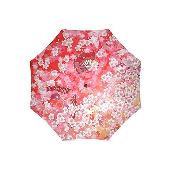 折りたたみ傘 折畳み 晴雨兼用 セール特別価格 面白い きれい 赤 ピンク 三つ折り畳み 蝶 携帯用 かさ 手動開閉 淡い