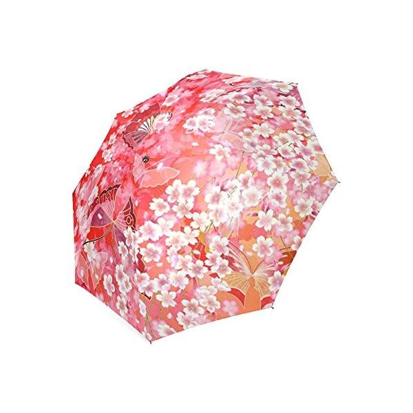 折りたたみ傘 折畳み 晴雨兼用 セール特別価格 面白い きれい 赤 ピンク 三つ折り畳み 蝶 携帯用 かさ 手動開閉 淡い