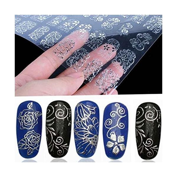 ネイルアートホイルパッチ ネイル用シール ステッカー 108 3d Pcs 豊富な品 シルバー