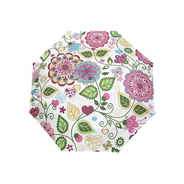 専門店 マキク Makiku 折りたたみ傘 ワンタッチ自動開閉 絵 モチーフ 花テーマ 花柄 耐風 頑丈な8本骨 カラフル 軽量楽々 3段式 耐強風 撥水