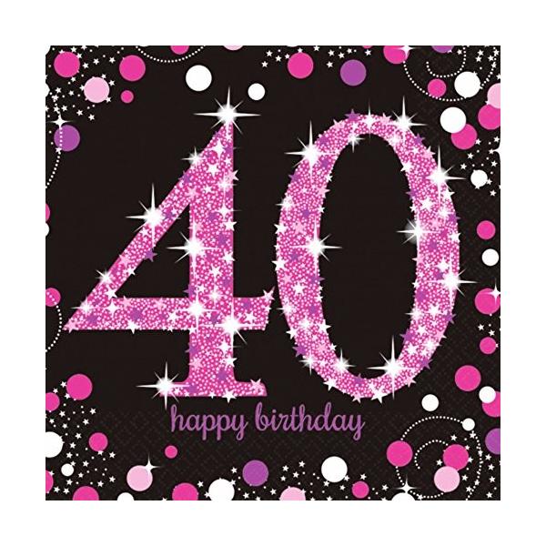 アムスキャン Amscan キラキラ 40歳の誕生日おめでとう Happy Birthday 安心の実績 高価 買取 強化中 ペーパーナプキン 16枚入 ワンサイズ