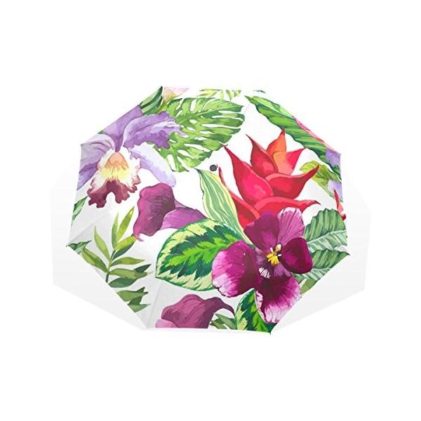 マキク Makiku 熱帯 花柄 絵 カラフル 折り畳み傘 軽量 手開き 耐強風 携帯用傘 丈夫 限定special Price 頑丈な8本骨 収納ケース付 晴雨兼用 3段式 撥水