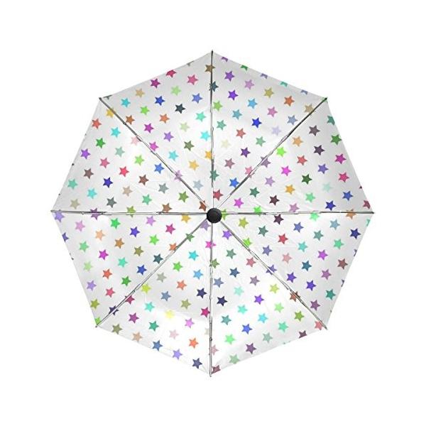 Usaki ユサキ 折り畳み傘 レディース 晴雨兼用 軽量 自動開閉 時間指定不可 ワンタッチ Uvカット カラフル 星柄 紫外線対策 耐風 頑丈な8本骨 日傘