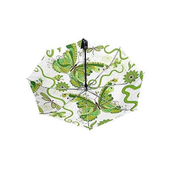 マキク Makiku バタフライ 直営ストア グリーン 折り畳み傘 軽量 ワンタッチ自動開閉 耐強風 3段式 撥水 頑丈な8本骨 Uvカット 晴雨兼用