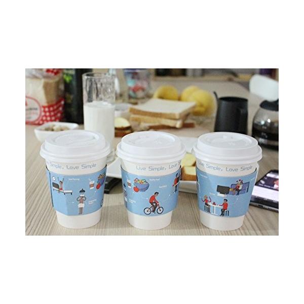 Quacity 50個 使い捨てカップ コーヒー 完全送料無料 業務用 可愛い 紙スリーブ オンス 紙コップ 16 蓋つき