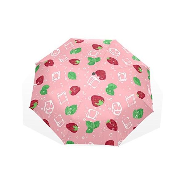 バララ La Rose 折り畳み傘 軽量 手動 日傘 Uvカット ピンク 折りたたみ かわいい おしゃれ 雨傘 晴雨兼用 イチゴ 果物 格安店