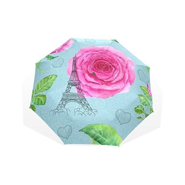 バララ 激安超特価 La Rose 折り畳み傘 軽量 レディース 手開き 日傘 エッフェル塔 かわいい バラ 梅雨対策 折りたたみ 晴雨兼用 花柄