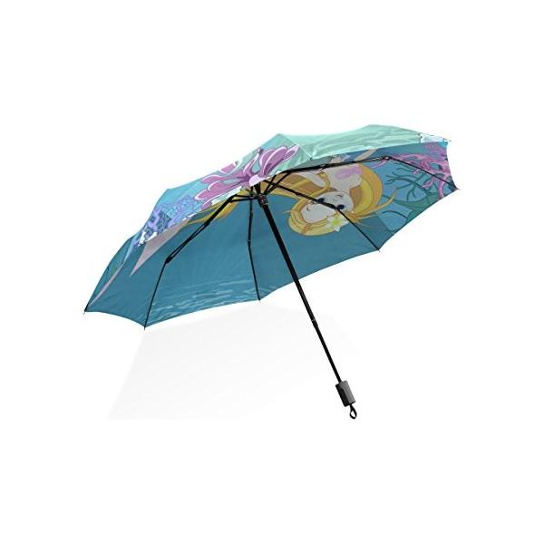 バララ 直営店 La Rose 折り畳み傘 軽量 レディース 手開き 日傘 ブルー 折りたたみ かわいい 晴雨兼用 梅雨対策 マーメイド 人魚