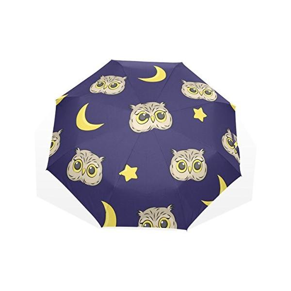 バララ La Rose 折り畳み傘 軽量 レディース 手開き 日傘 晴雨兼用 かわいい 夜 フクロウ 限定special Price 絵 梅雨対策 ムーン 折りたたみ