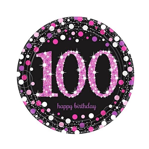 アムスキャン Amscan プリズム ピンク セレブレーション 80才 8枚組 パーティープレート お誕生日 ワンサイズ 紙皿 商舗