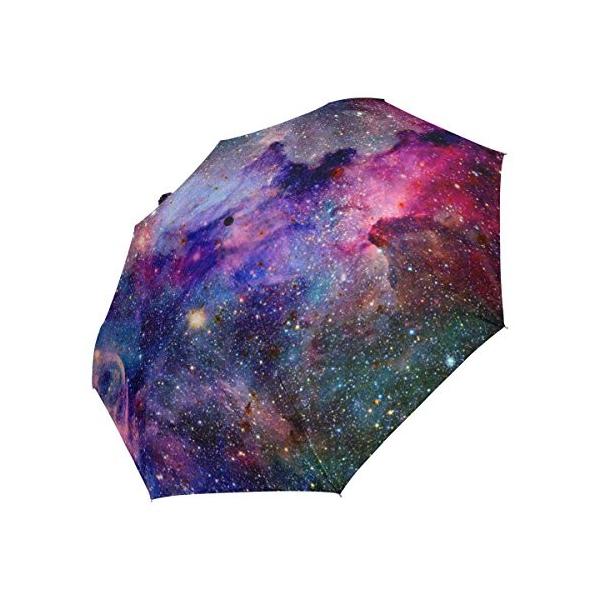 私の毎日 宇宙柄 折り畳み傘 自動開閉 軽量 ギャラクシー柄 耐風撥水 晴雨兼用 ８本骨 日傘 感謝価格 Uvカット 丈夫