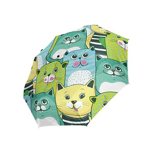 私の毎日 面白い猫 折り畳み傘 自動開閉 軽量 レディース Uvカット 耐風撥水 晴雨兼用 日傘 丈夫 ８本骨 保証