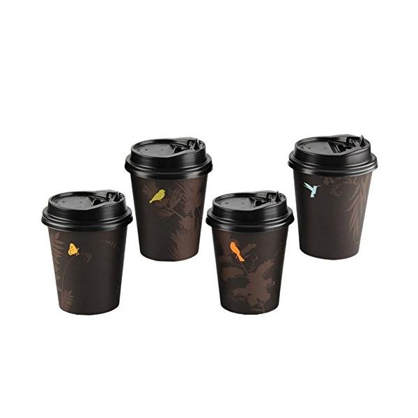 ハッピー ライフ Happylife 紙コップ 8オンス 業務用 使い捨てカップ 本体 100個入り 黒フタ 誕生日 お祝い コーヒーカップ オフィス用品