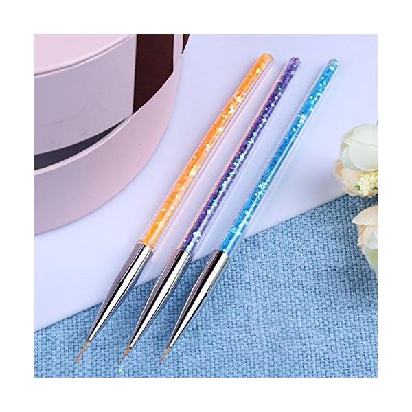 Demiawaking 3本 セット極細ネイルアートブラシ 面相筆 ジェルネイルアクリル絵の具に ネイルアート筆 メーカー公式