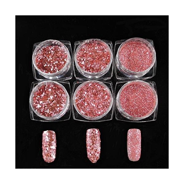6色セット ローズゴールドネイルグリッタージェルネイルラメホログラムセットミクスサイズグリッターラメホログラム ケース入り 70 Offアウトレット
