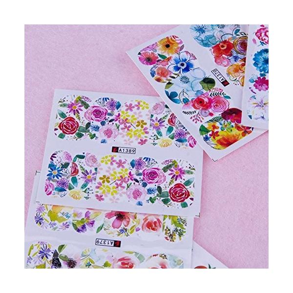 Demiawaking ネイルアートステッカー 48pcs 自然風 透かしステッカー 登場大人気アイテム 貼るだけ 簡単 果物 可愛いネイル飾り 花 ネイル用装飾