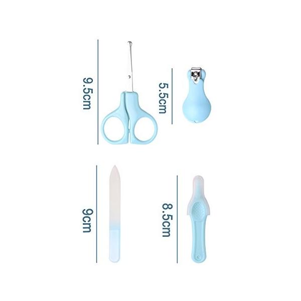 ベビー爪切り 新生児 つめきりセット 幼児はさみセット 赤ちゃんギフトセット 内祝い ハサミ クリップ型爪切り 爪やすり 鼻用ピンセット ブルー ベビーケア