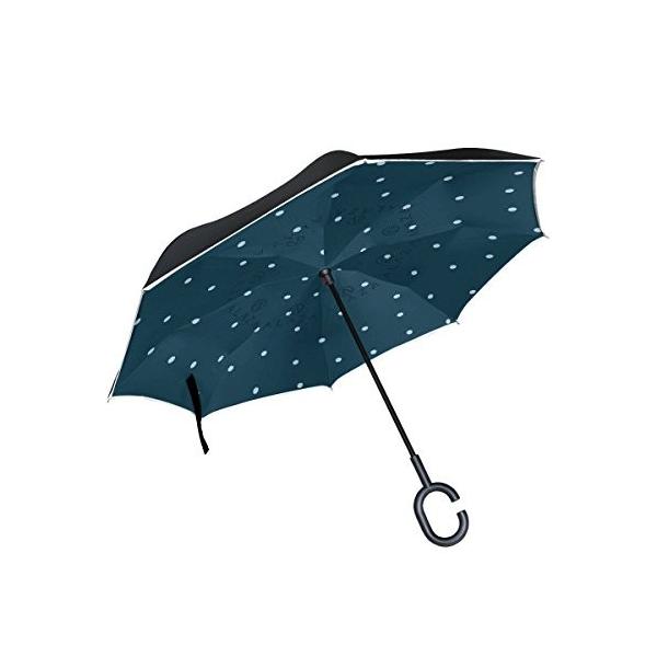 ミヤビヤ 逆さ傘 まとめ買い特価 長傘 ドット柄 水玉柄 水玉模様 みずだま 特別 逆閉じ さかさかさ ゴルフ傘 さかさまき 逆転傘 逆さ開き 逆折り式 逆折り 逆