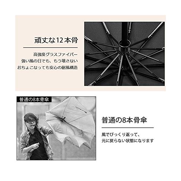 Nawo 直営店 折りたたみ傘 ワンタッチ自動開閉 Teflon撥水加工 12本傘骨耐強風 グラスファイバー 収納ポーチ付き 晴雨兼用