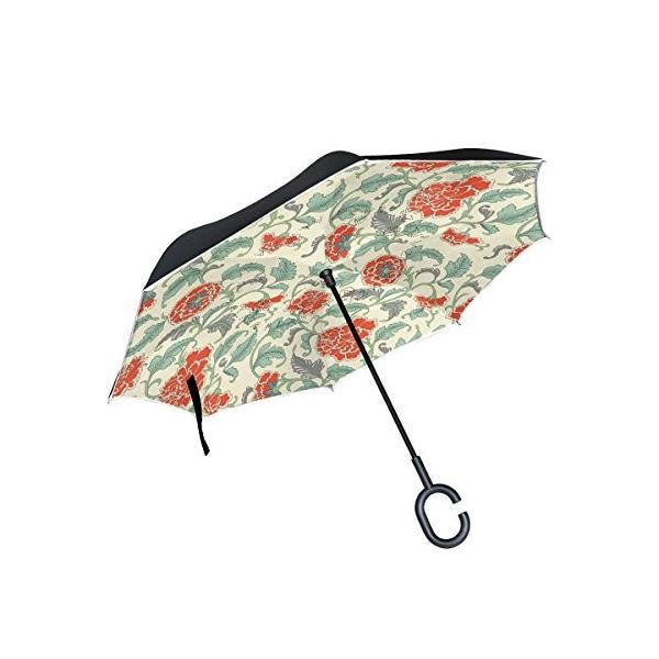 逆転傘 逆さ傘 逆折り式傘 長傘 レディース バラ メンズ 耐風傘 ビジネス用 撥水加工 晴雨兼用 車用 Jiemeil セール品 手離れc型手元