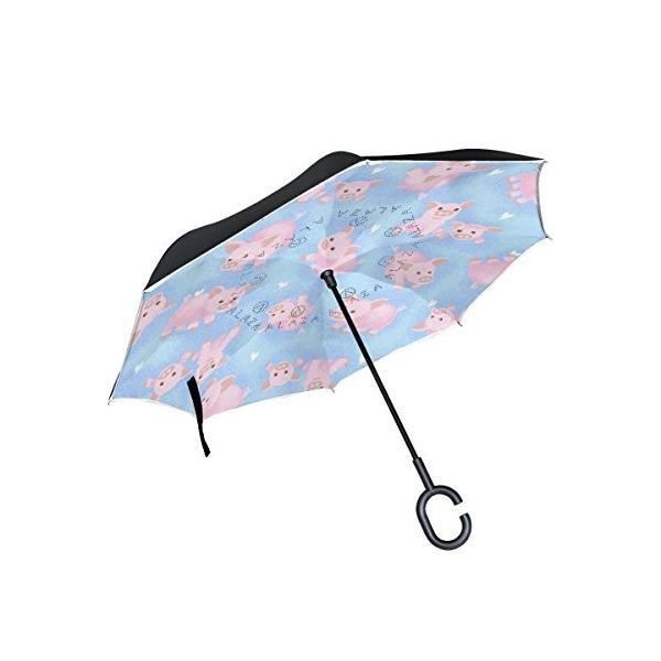 ゴリラ Gorira 逆さ傘 逆折り式傘 長傘 Uvカット 晴雨兼用 大きい ブタ 丈夫 ビジネス用 耐風 自立傘 撥水 車用 豚柄 雨傘 人気海外一番
