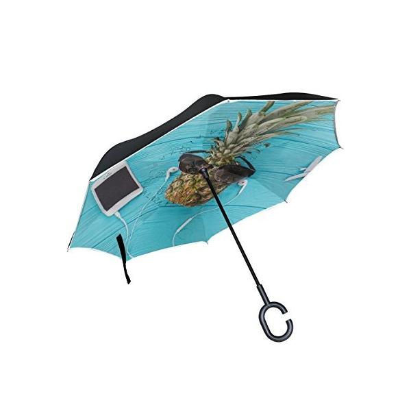 逆転傘 逆さ傘 逆折り式傘 長傘 レディース 送料無料激安祭 パイナップル 携帯 メンズ 撥水加工 手離れc型手元 晴雨兼用 耐風傘 Jiemeil 飛行機