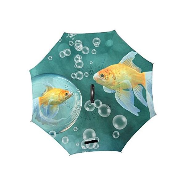 逆転傘 逆さ傘 逆折り式傘 長傘 レディース 金魚 あわ 海 撥水加工 晴雨兼用 未使用品 メンズ 耐風傘 Jiemeil 手離れc型手元 鏡 ビジネス用