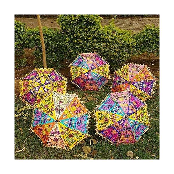 ギフ 包装 10個ロットindianウェディング傘デザイン刺繍ハンドメイド象傘デコレーション ミラー作業ヴィンテージparasolsコットンumbrellas