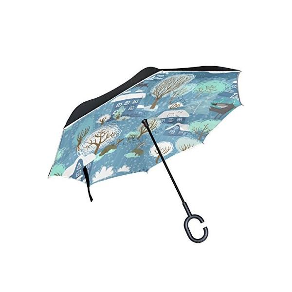 Tsky 逆さ傘 長傘 ふゆ ゆき おしゃれ オンラインショップ ワンタッチ Uvカット 撥水加工 車用 二重生地構造 自立式 晴雨兼用 手離れc型手元