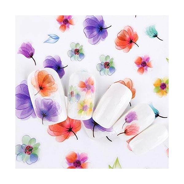 出荷 カラフル 水彩花 お花パターンネイルステッカー ネイルアート ネイルパーツ ネイルシール