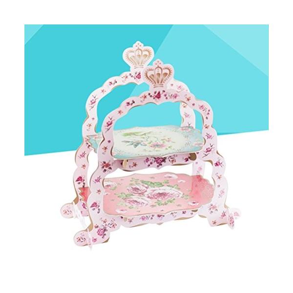 Bestoyard 花柄 2層 カップケーキスタンド 期間限定特別価格 デザートスタンド 紙製 結婚式 ベビーシャワー 誕生日 装飾