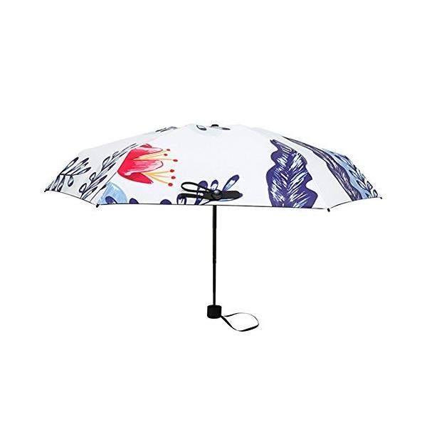 日傘 折りたたみ傘 晴雨兼用 傘 Uvカット 紫外線遮蔽 梅雨対策 ミニ傘 軽量 撥水 可愛い ブルー柄 収納ポーチ付き ギフト プレゼント ご褒美 耐風