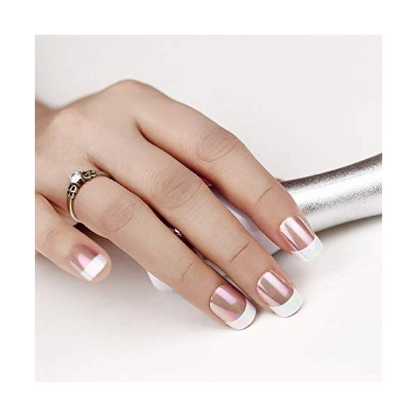 Art Plusホログラム 配送員設置送料無料 シェルピンク 高級感 フレンチ 96枚入り 小さめネイルチップ ネイルグルー8g付き