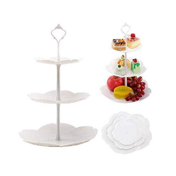 デザートスタンド 3段 爆売りセール開催中 フルーツラック プラスチックケーキスタンド トレイ ティーパーティー 結婚式 自宅 配膳用大皿 パーティー用
